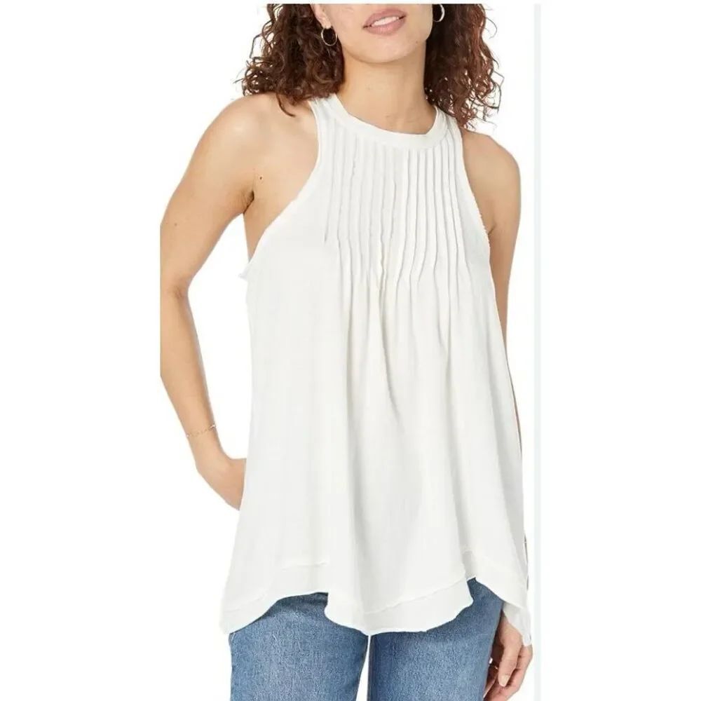 WE THE FREE PEOPLE Go to Town white TUNIC TANK TOP sz XS